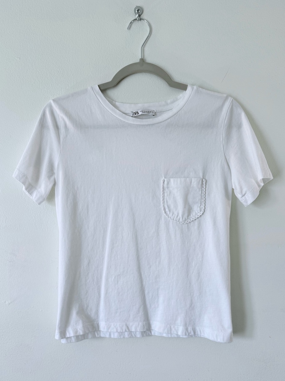 ZARA Crochet Trim Pocket Tee Shirt